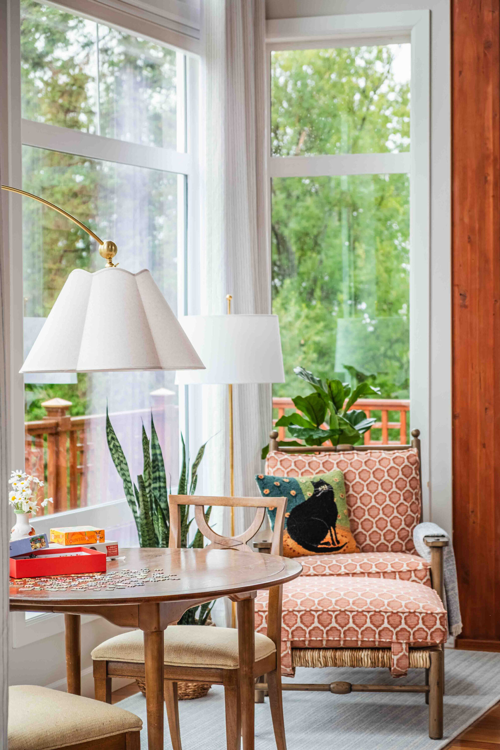 Vintage-Game-Table-Lounge-chair-Sunroom-3.dng Designed and photographed by Kjerstin Boorstein Interiors, Anchorage, Alaska.